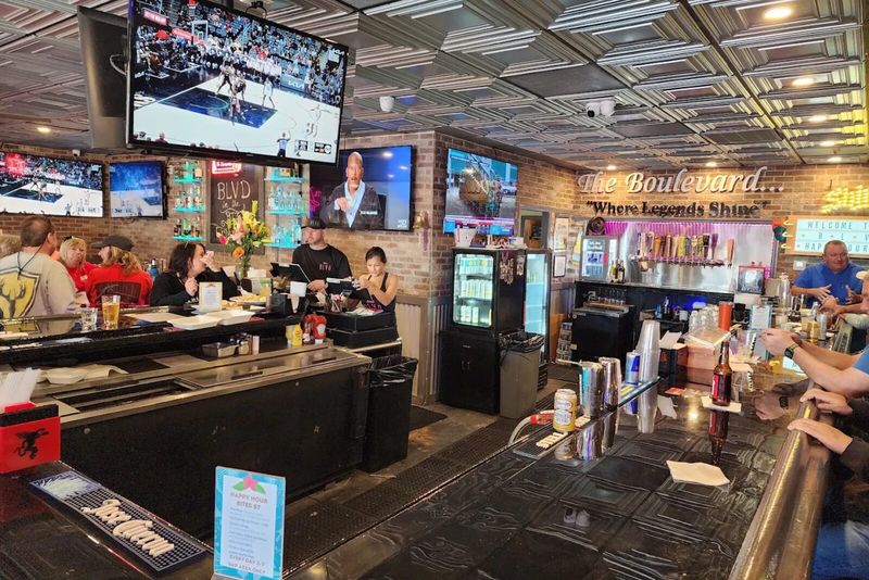 The main bar and draft taps at The Boulevard Bar & Grill